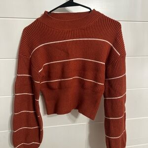 Altar'd State Rust and White Striped Sweater